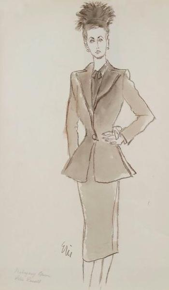 Mahogany Brown, dessin de mode pour Peter Russell et Vogue America by 
																	Carl Erickson
