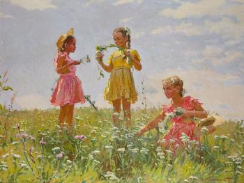 Jeunes filles dans un pré by 
																	Piotr Yablonovsky