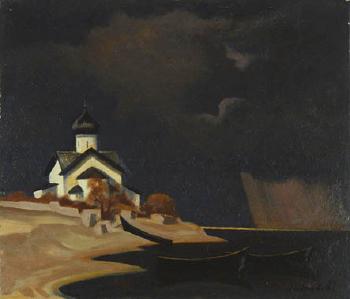 Landscape with church by 
																	Piotr Ossovski
