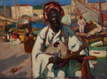 Le musicien du port by 
																	Alfred Dabat