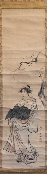 Portrait d'oiran debout by 
																	Toyoharu Utagawa
