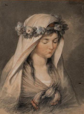 Portrait d'une jeune vestale fleurie by 
																	Pauline Auzou