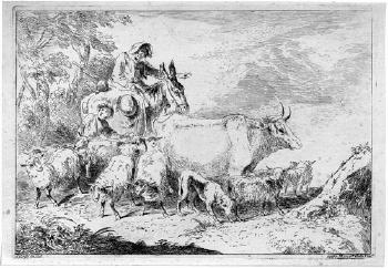 Die Hirtin mit ihrer Herde by 
																	Domenico Battista Zilotti