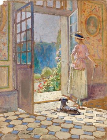 L’épouse ou la fille de l’artiste dans leur
propriété des Brochards à Blois by 
																	William Albert Ablett