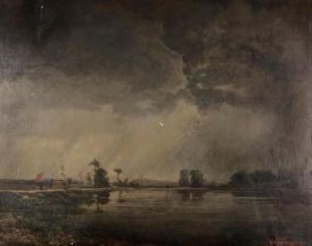 Scène d'orage sur la Dombe by 
																	Claude Pierre Francois Saint-Cyr Girier