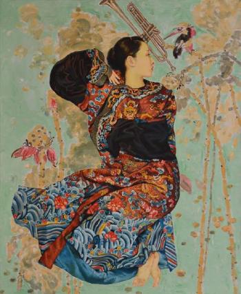 Femme au kimono by 
																	 Wang Junying
