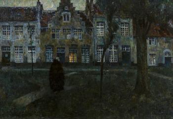 Avond in het begijnhof by 
																	Henri Adriaan Jelinger