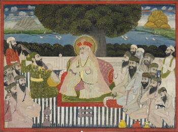 Guru Nanak in Discussion with Gorakh Nath and Other Yogis by 
																	 Punjab School
