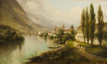 A View of a Town on a River by 
																	Raimund Volanek