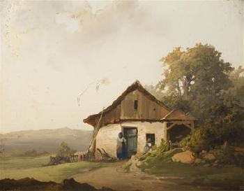 In Front of a Cottage by 
																	Joseph Navratil