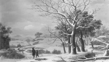 A wintry river landscape with woodcutters by 
																			Giuseppe Baccigaluppo