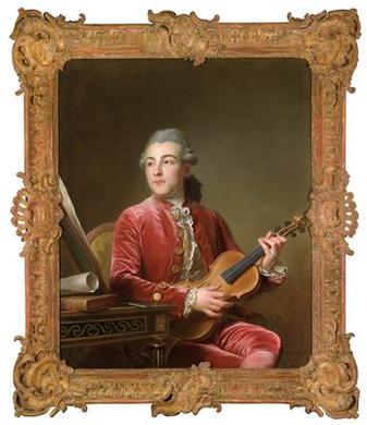 Portrait of a gentleman with a violin by 
																			Guillaume Voiriot