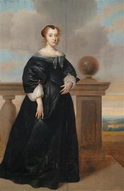 Portrait of a lady in a black dress by 
																	Isaak Luttichuys