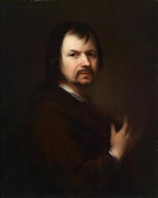 Portrait of a man (after Johann Kupezky’s Self-portrait as a pilgrim in the National Gallery, Prague) by 
																	Maximilian Joseph Hannl