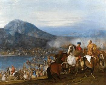 Scene from the war of the Philistines against the Pharisees by 
																	Aniello Falcone