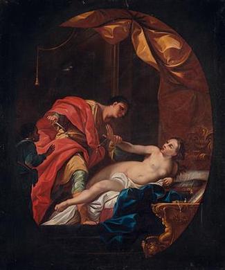 König Sextus Tarquinius bedroht Lucretia by 
																	Achille Zo
