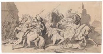 Friedrich the Warlike defeating the Mongols by 
																	Carl Rahl