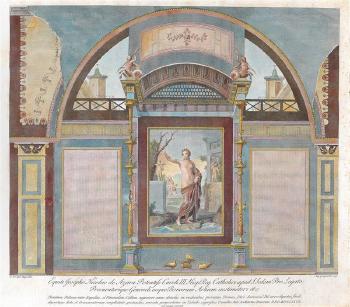 Venus and amorettes at a pond: a pair of wall decorations after Roman frescoes in the Negroni Villa by 
																			Angelo Campanella
