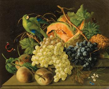 Nature Morte Aux Fruits et a la Perruche by 
																	 W B