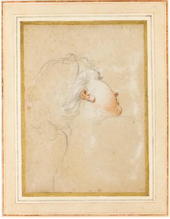 Study of a Young Woman's Head and Shoulders, seen from behind, her Face partly in profile by 
																	Antonio Domenico Gabbiani
