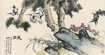 Crane and pine trees by 
																	 Xu Changming