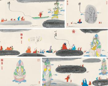 Avalokiteshvara in different poses by 
																	 Cai Zhizhong