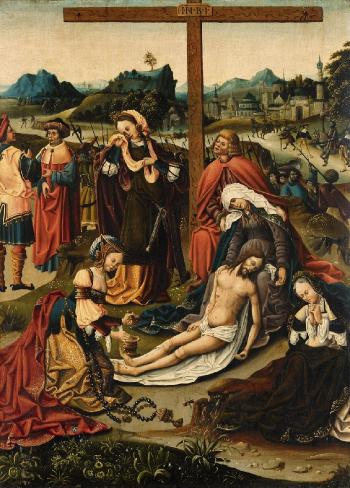 Beweinung Christi unter dem Kreuz by 
																	Jacob Cornelisz van Oostsanen