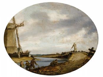 Windmühle am Flussufer by 
																	Salomon van Ruysdael