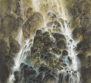 Waterfall and Rocks by 
																	 Wang Jianan
