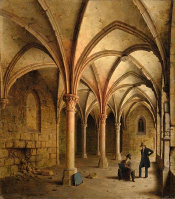 Klostergang Zu Walkenried (mit Einem Selbstportrait Des Künstlers) by 
																	Carl George Adolph Hasenpflug