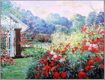 Floral patio scene by 
																	Charles Zhan