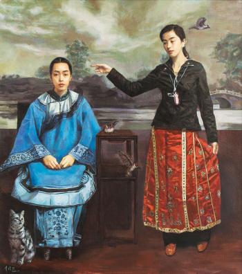 Two young Women by 
																			 Zhang Canran