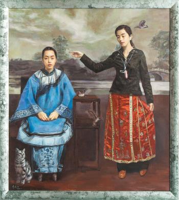 Two young Women by 
																			 Zhang Canran