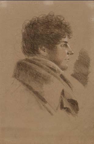 Portrait of a young man with curly hair turned to the right by 
																	Hans Jakob Oeri