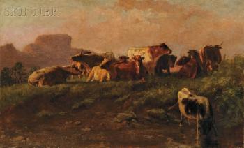 Cows at Rest by 
																			Johannes Adam Simon Oertel