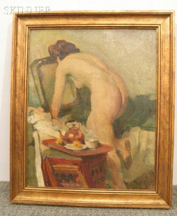 Two Works: Portrait of Nude at Her Vanity and Portrait of a Peasant Woman by 
																			Peter Szule