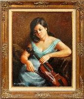 Girl with Violin by 
																	Juan Valera Montoro