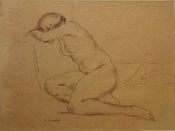 Reclining nude; Nude in repose by 
																			Arthur Durston