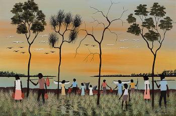 Sharing Dugong, Mornington Island by 
																	Dick Roughsey