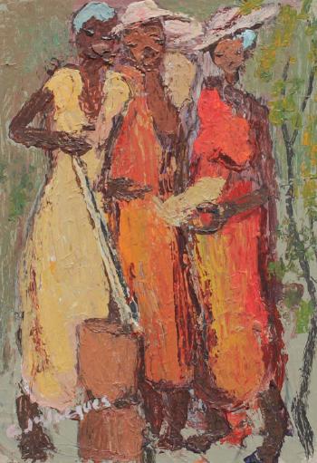 Haitian figures standing by 
																			Carlo Jean-Jacques