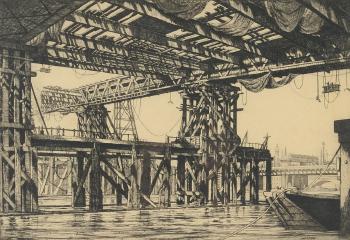 Rebuilding Southwark bridge by 
																			Ian Strang