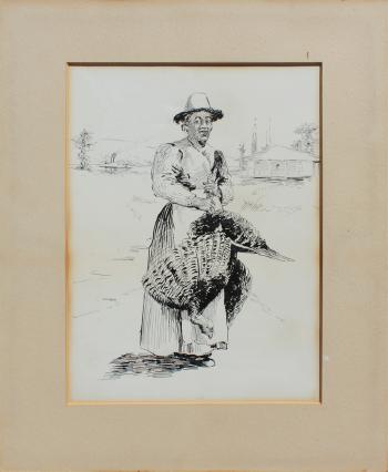 Black maid holding a turkey by 
																			Cornelia Huffer