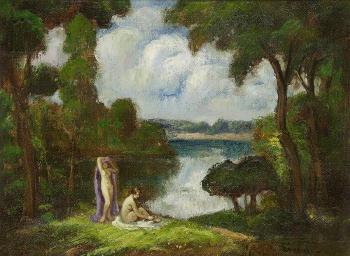 Deux nus au bord du lac by 
																	Geza Zahonyi