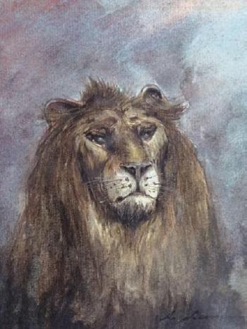 Tête de lion by 
																	Auguste Andre Lancon