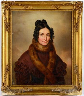 Portrait de femme à la fourrure by 
																			Joseph Ferdinand Lancrenon