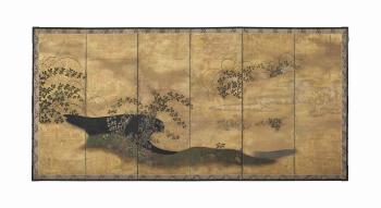 Autumn grasses by a stream by 
																	Kano Tansetsu