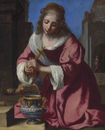 Saint Praxedis by 
																	Jan Vermeer of Delft