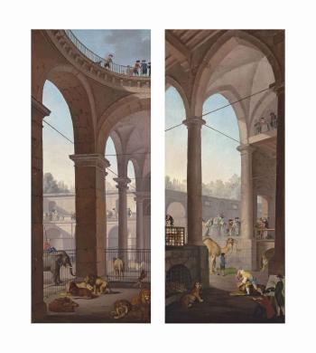 (1) Roman arcades; (2) Classical arcades by 
																	Antonio Carnicero