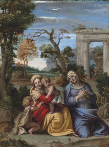 The Madonna and Child with the Infant Saint John the Baptist and Saint Anne by 
																	Innocenzio Taccone