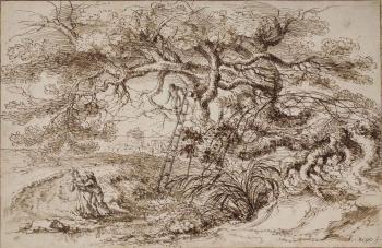A Landscape with a Monumental Tree and an Amorous Couple by 
																	Gillis Neyts